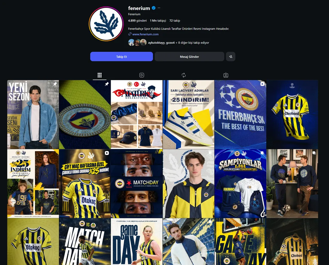 Fenerium Instagram profili — Marka Rengi sosyal medya yönetimi