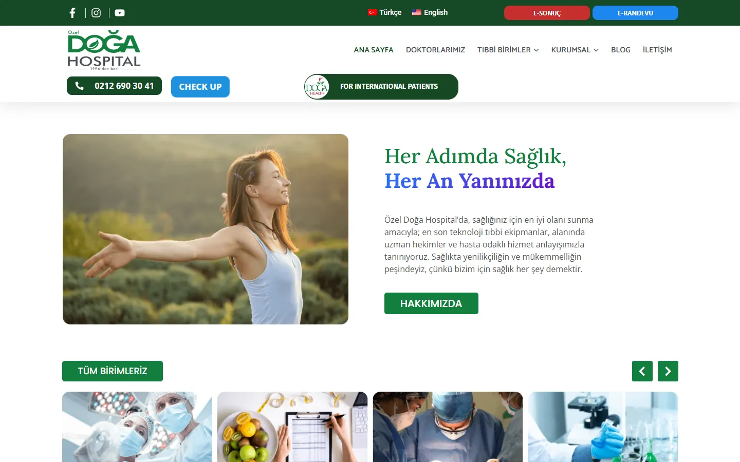 Doğa Hospital web sitesi — Marka Rengi Google SEO çalışması