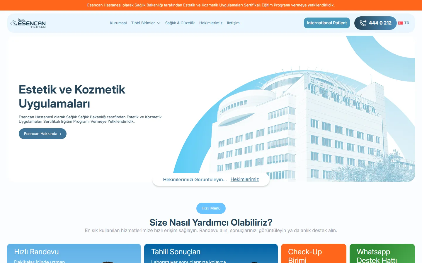 Esencan Hastanesi web sitesi — Marka Rengi Google SEO çalışması
